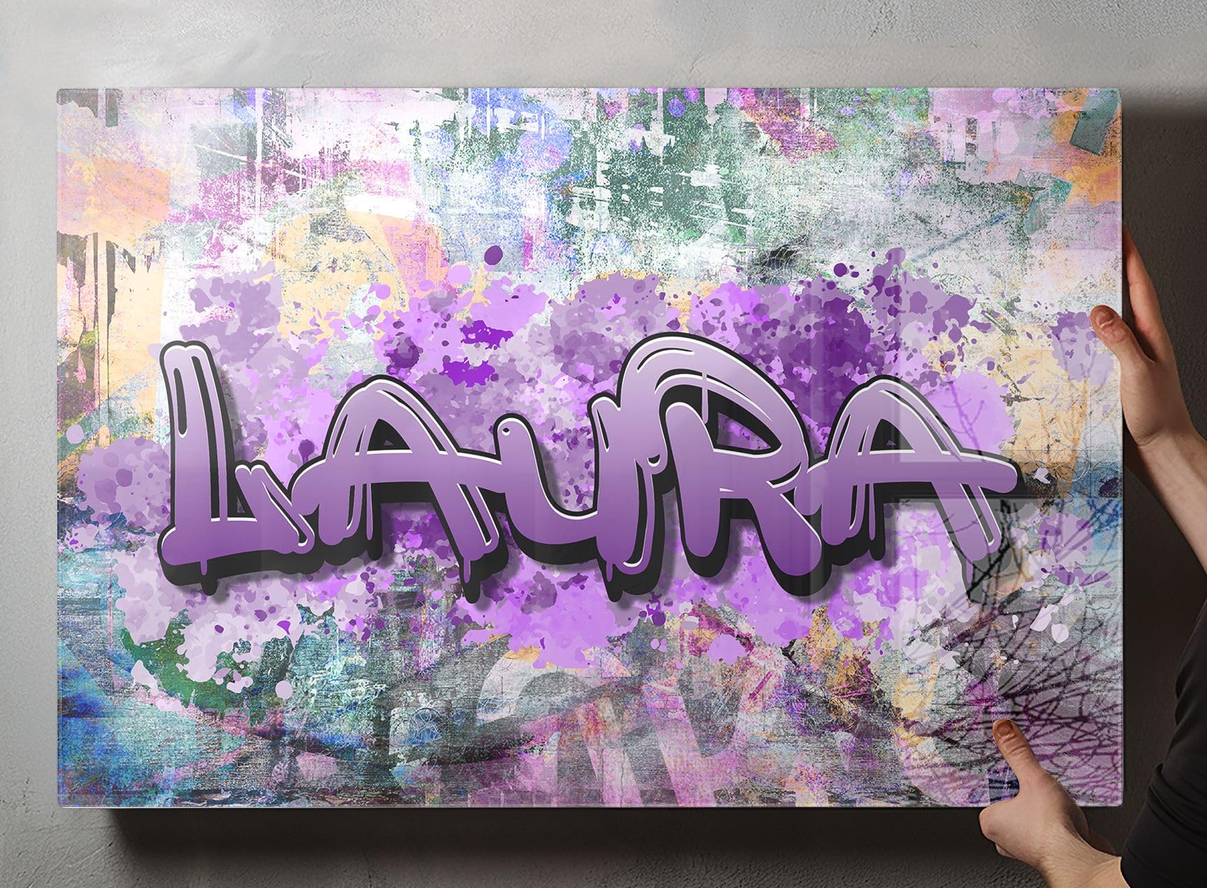 Gamer Schreibtischunterlage personalisiert mit Namen | 80 x 60 cm Graffiti für Mädchen | wasserfeste Schreibunterlage, abwischbar, hochwertiges Acrylglas, gaming Motiv Teenager Kunststoff