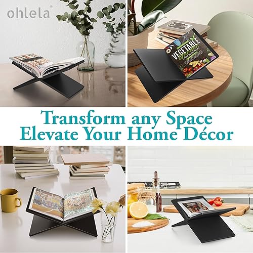 Miniatura 5 de ohlela Soporte acrílico para libros, 10.6 x 7.1 x 5.1 pulgadas, color negro mate para exhibir como un elegante y resistente soporte acrílico para
