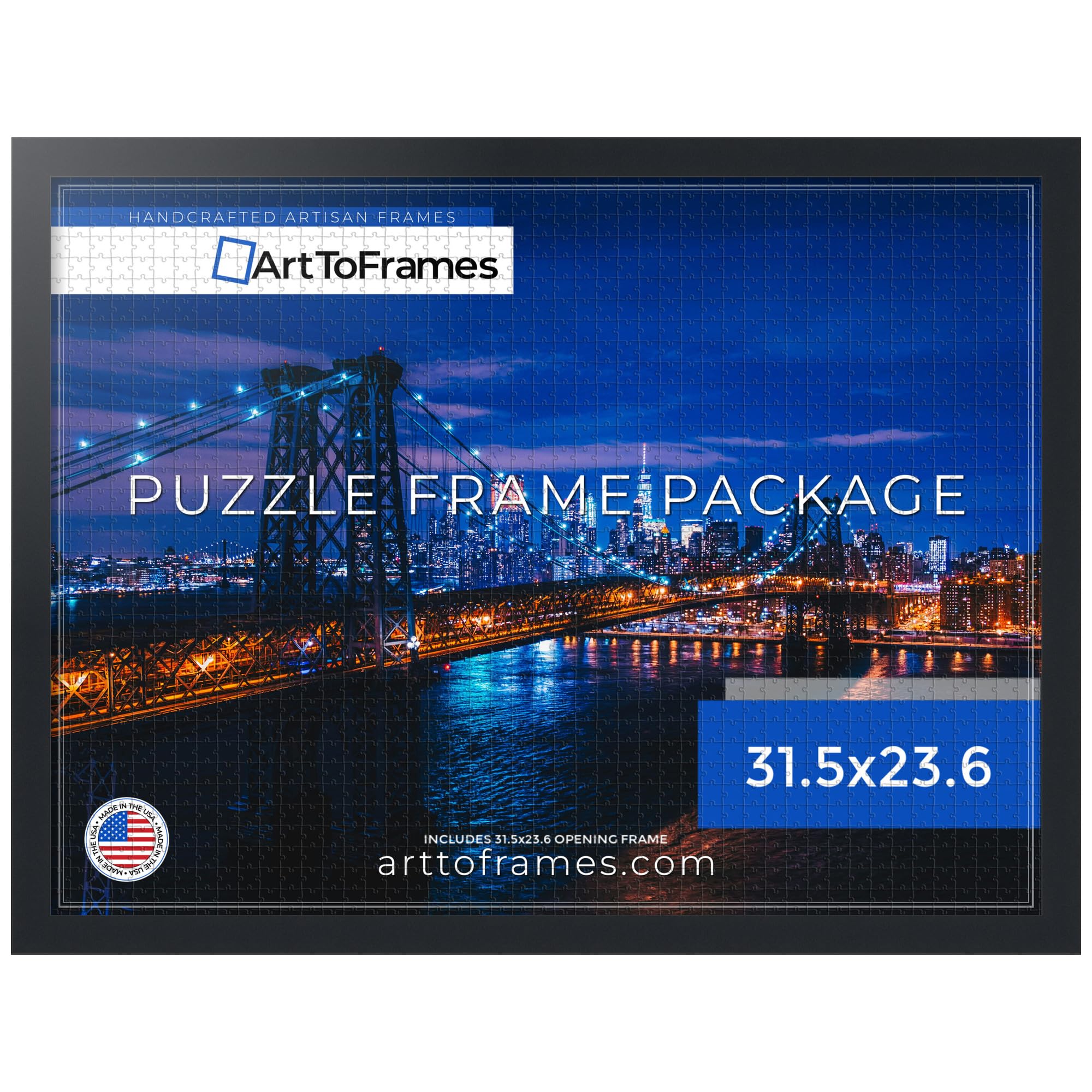 ArtToFrames Cadre noir de 80 x 60 cm pour puzzles de 1500 pièces. Ce cadre de puzzle personnalisé en MDF de 3,25 cm est noir - Livré avec acrylique économique (PuzzleFRBW72079-31,5 x 23,6)