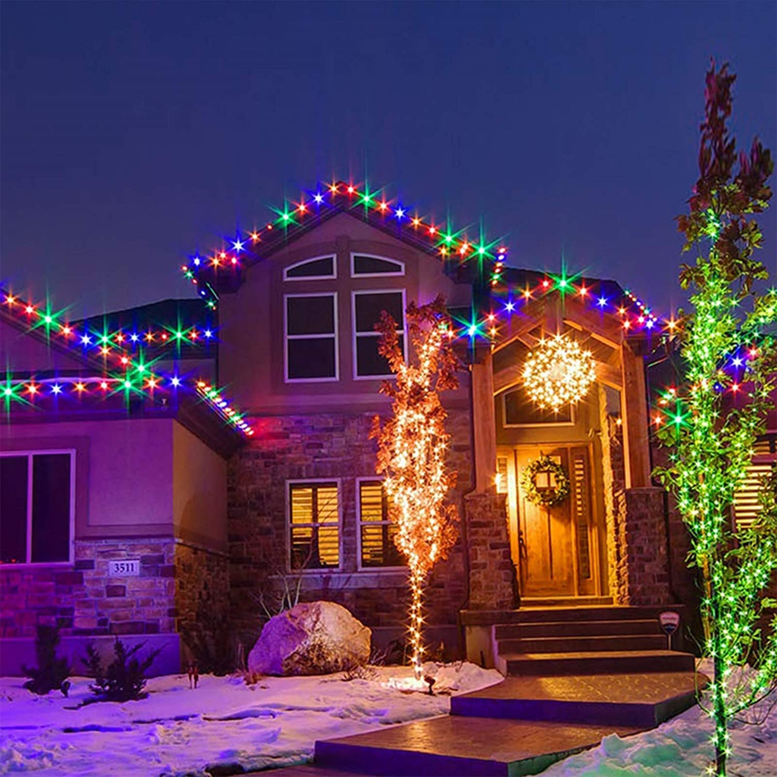 Lamker 5M 50 LED Solar String Lights Outdoor Waterproof 8 Modes Multicolour Fairy Light for Patio Garden Porch Yard Wall Fence Tree Christmas Wedding Party Festival Lighting Decorative - Image 3