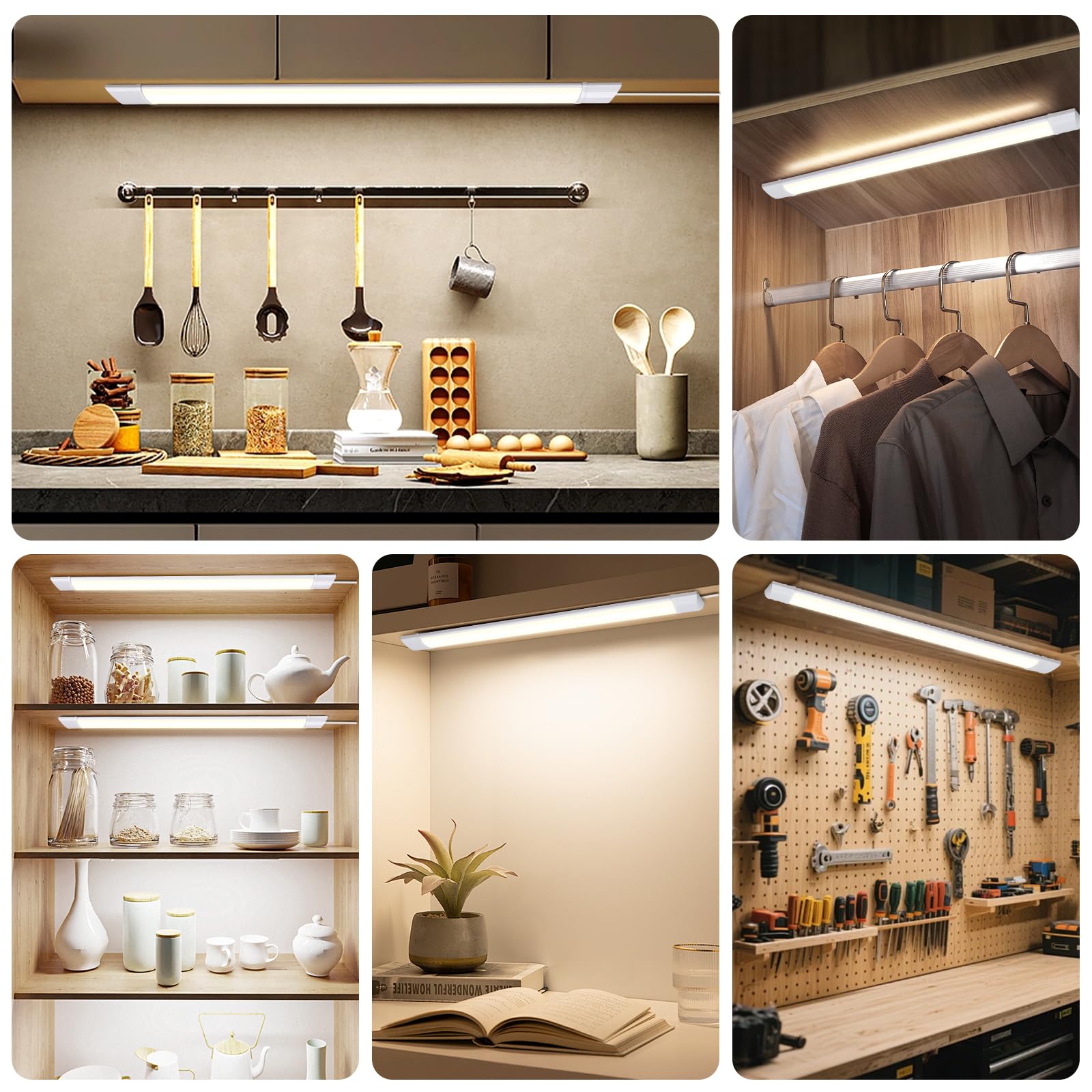 Aigostar Luz LED Armario Cocina 90cm, Luz Súper Brillante 3750 lm, Blanco Natural 4000K, Ancho 7,5cm, Apta Para Cocinas, Armario, Baños y Dormitorios, Modelo Enchufable, 3 Unidade