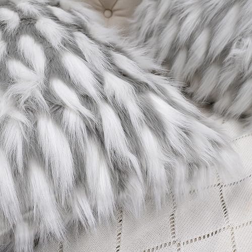 Miniatura 5 de Juego de 2 fundas de almohada cuadradas decorativas de piel sintética esponjosa de 20 x 20 pulgadas, funda de cojín rectangular de felpa peluda