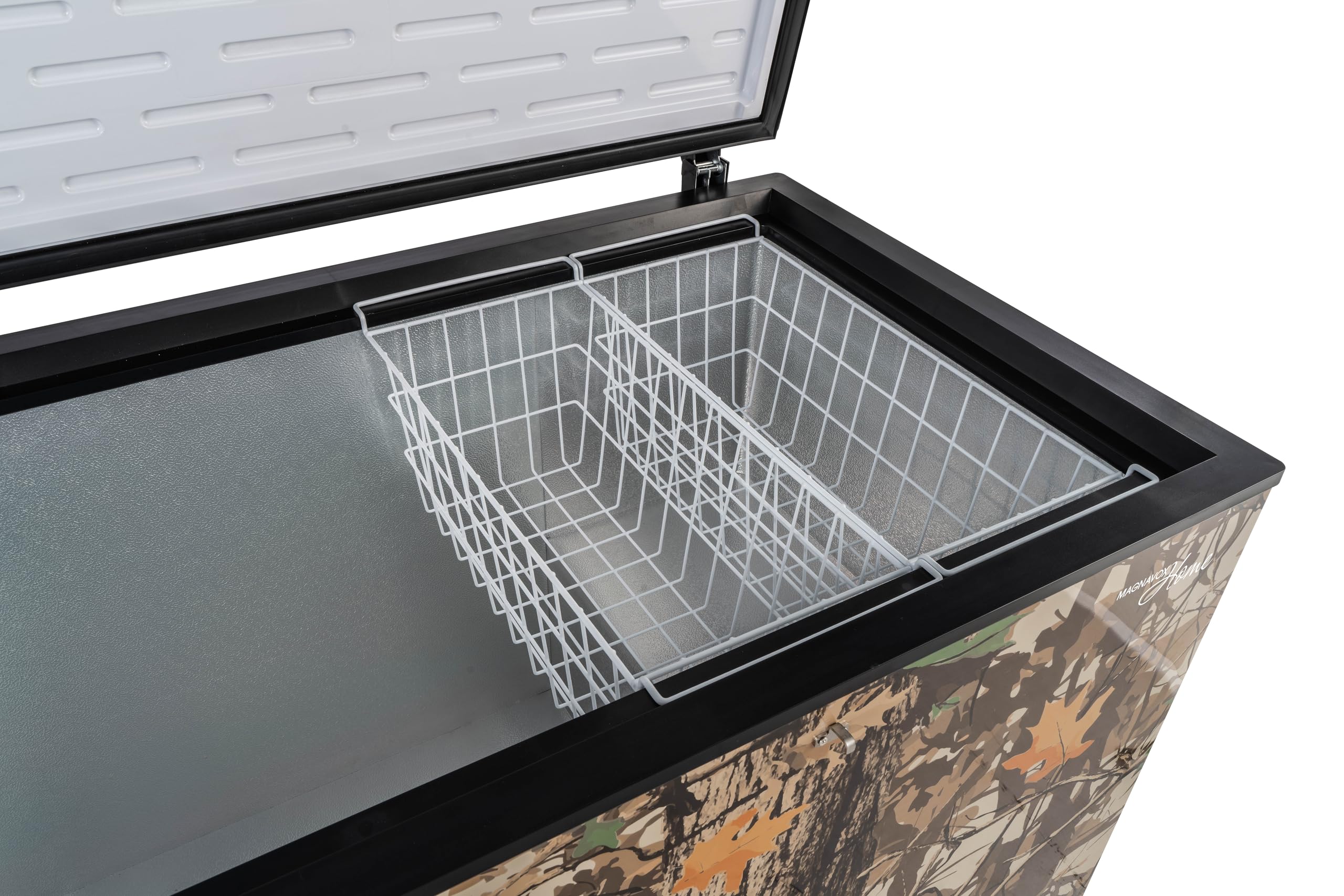 Magnavox Home, Chest Deep Freezer, 29.8 Cu. Ft. Capacity, Adjustable Thermostat-Removable Vinyl Coated Wire Basket-Easy Defrost Drain, Camouflage on Fridge.com - View 6