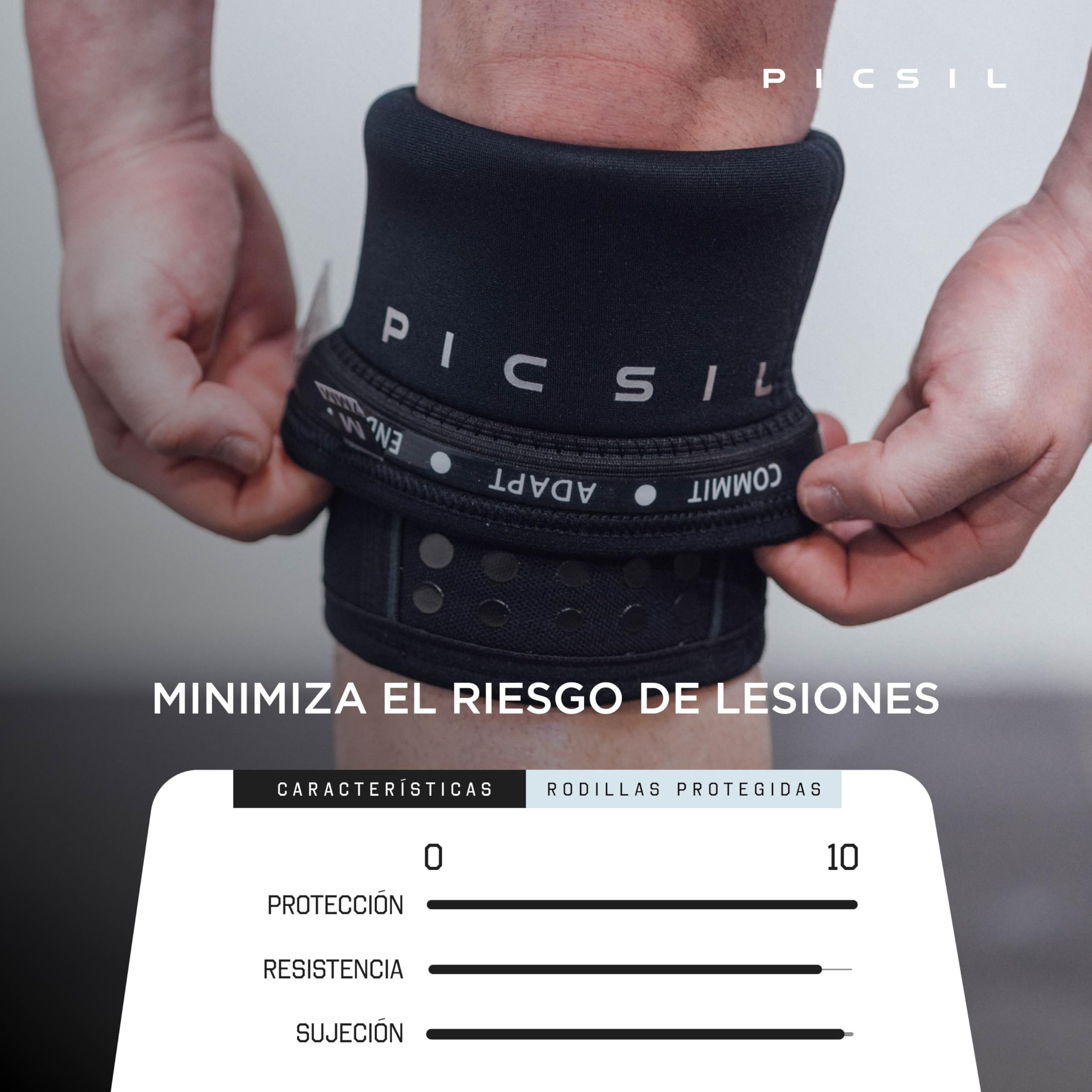 PICSIL Rodilleras de Neopreno 7 mm, Levantamiento de Peso y Entrenamiento de Alta Intensidad, Diseño Antideslizante y Ajuste Estable, Aptas para Competición - Color Moonless, Talla S