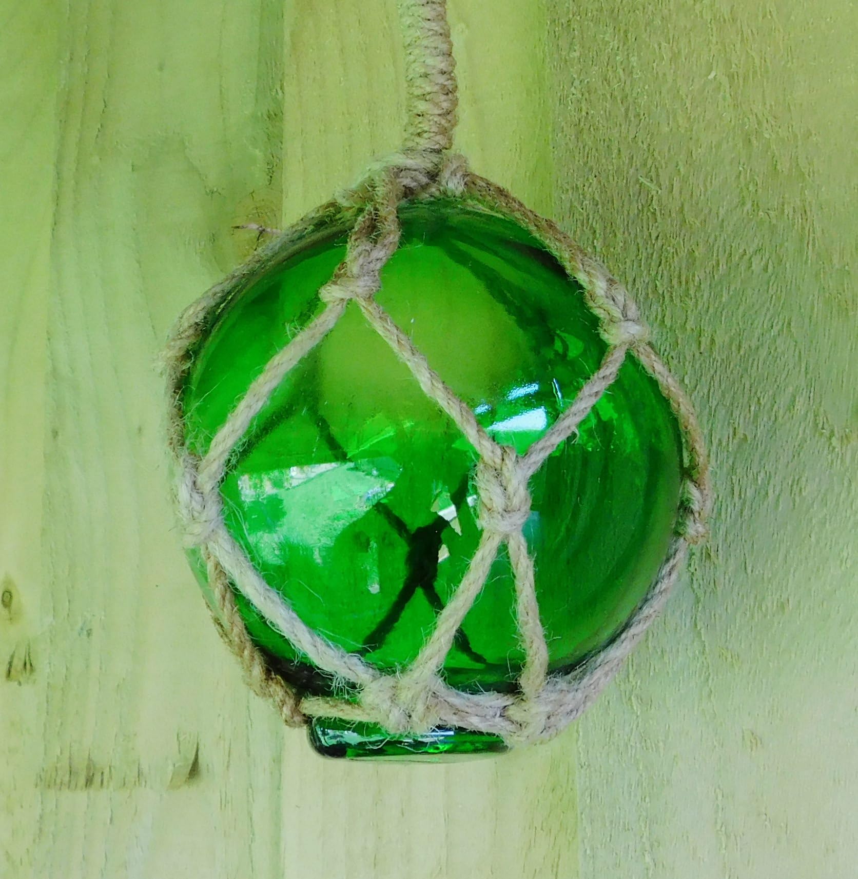 Seven Secrets Green Nautical Glass Sea Fishing Float Buoy | 4"/10Cm Dia With Rope Hanger | 15217Grn