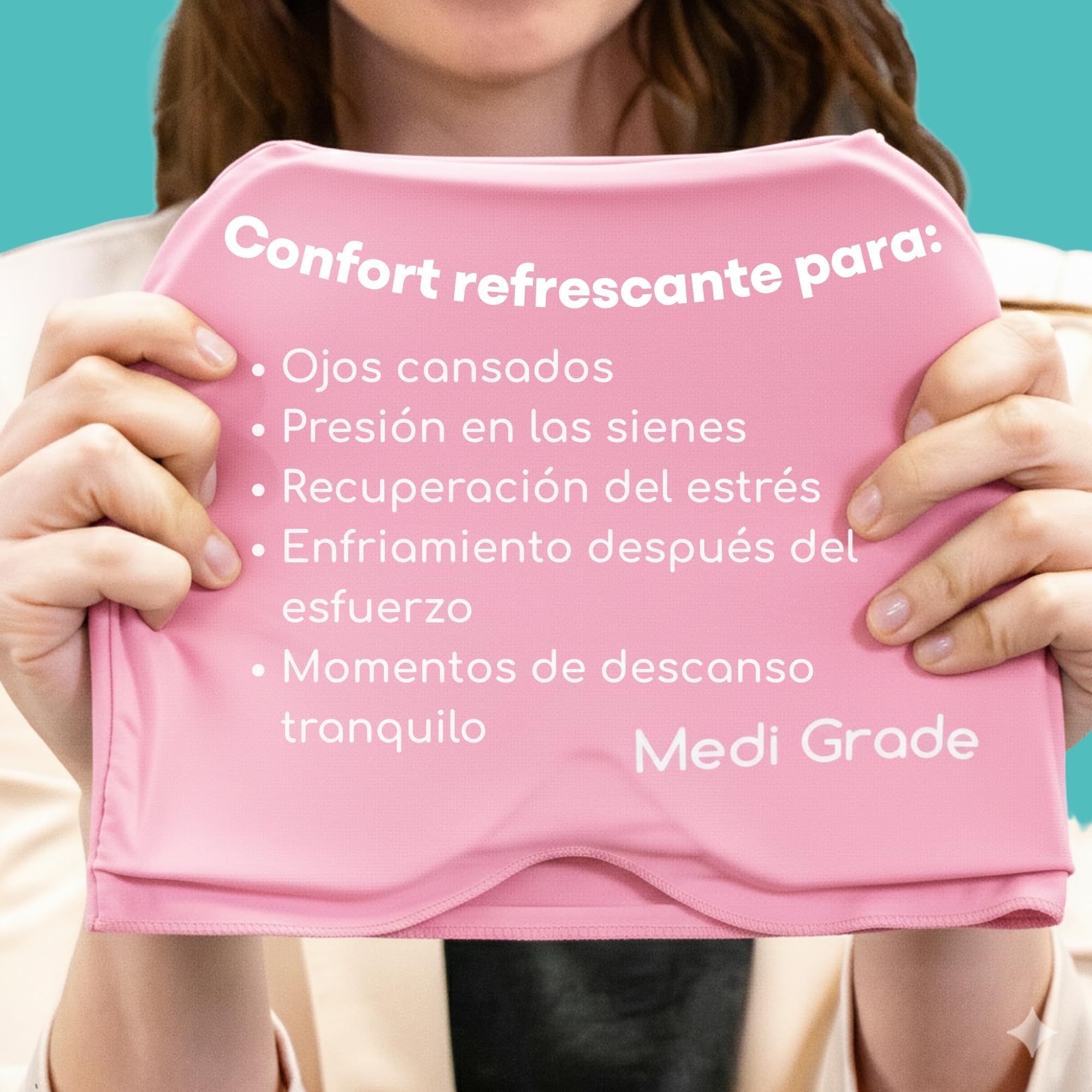 Medi Grade Gorro para Aliviar la Migraña 360 de Cobertura Total, Rosa – Gorro para Migrañas de Compresión Refrigerante – Reutilizable, Tejido Flexible y Suave que Bloquea la Luz – Terapia de Frío
