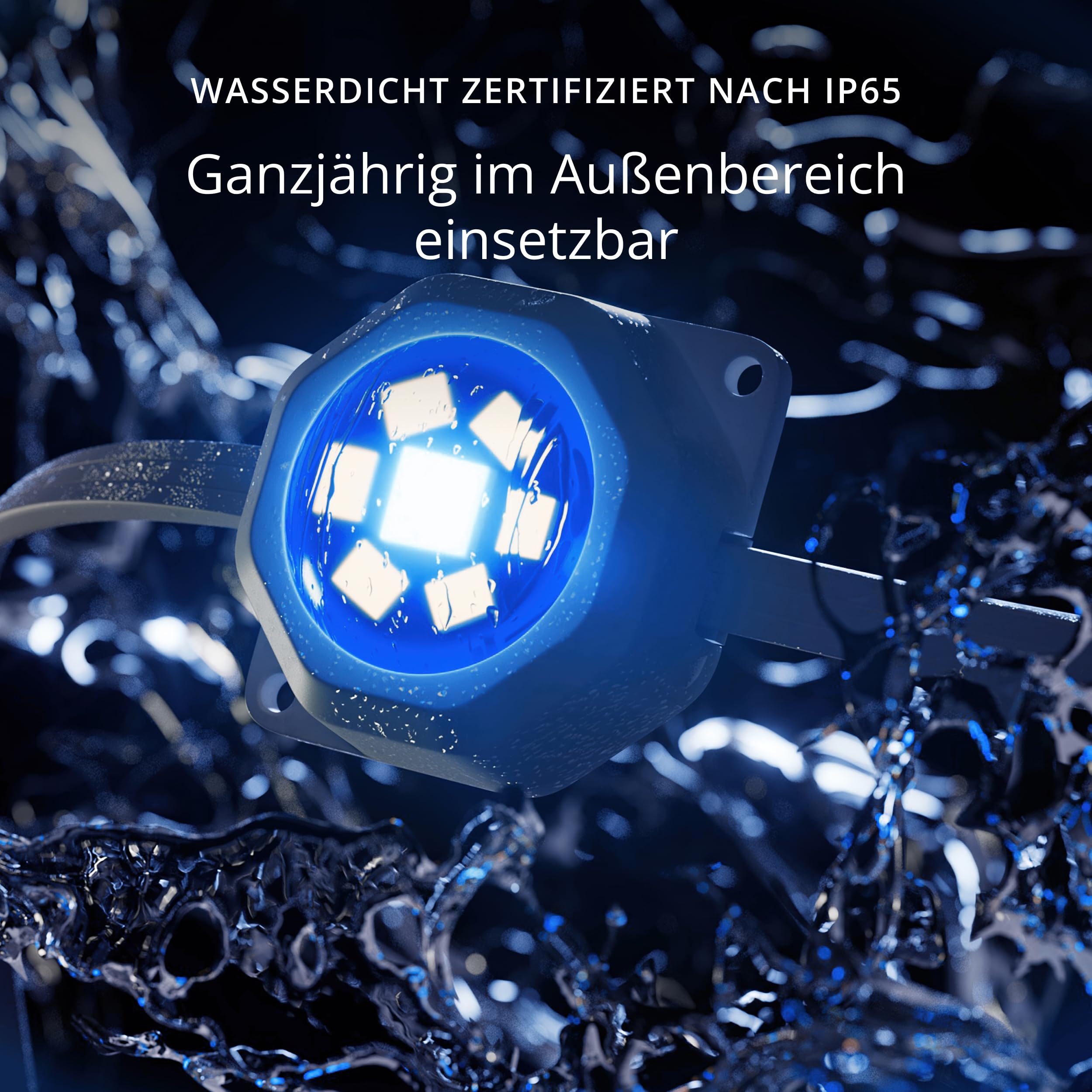 Twinkly Permanente Beleuchtung mit 72 RGB-LEDs, LED-Lichtstreifen für den Außenbereich, Smarte Mehrfarbige LED-Lichter, Kompatibel mit Alexa und Google Home, IP65, App-Steuerung, Weißes Kabel, 30 m