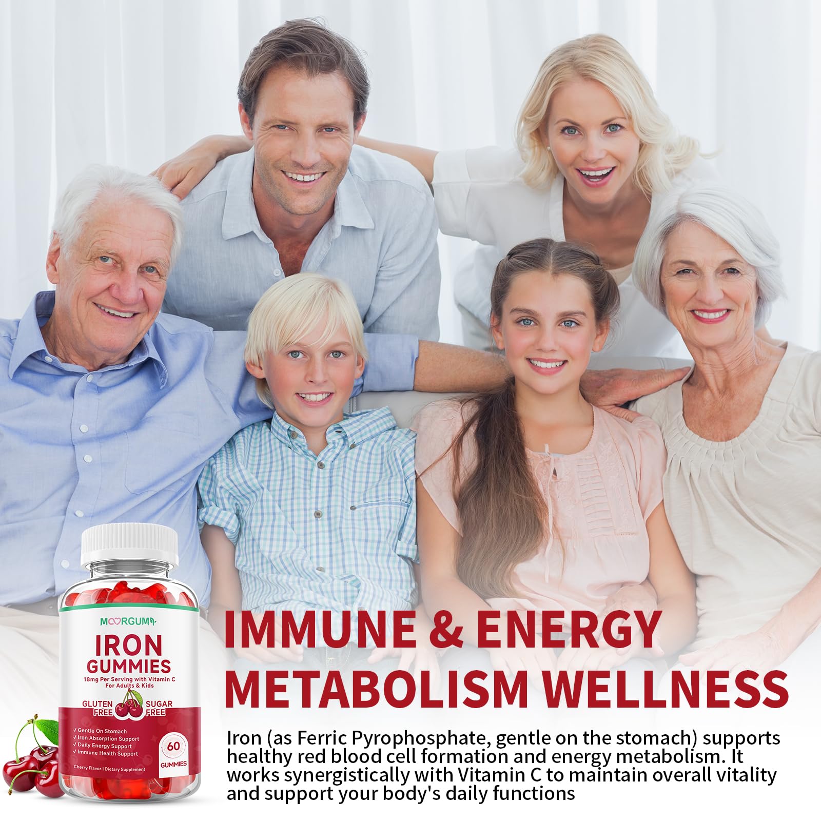 Iron Gummies with Vitamin C, High Absorption 18mg Iron Supplements — Amazon image 6
