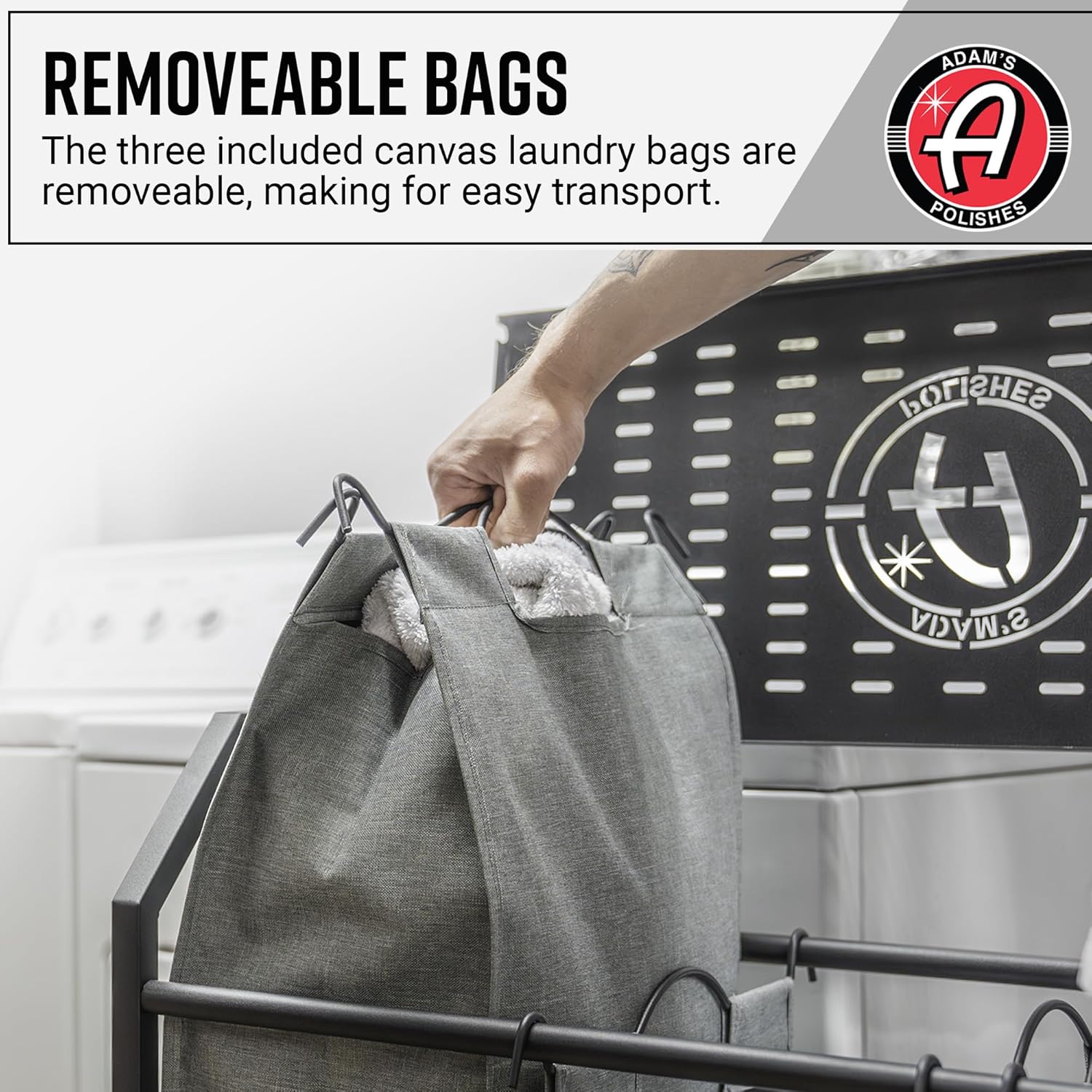 Adam's Polishes Detailing Towel Cart for Dirty Laundry, Cloths, Rags, Clothes, Hamper Basket in Garage, Laundry Room, Home, Storage Etc.