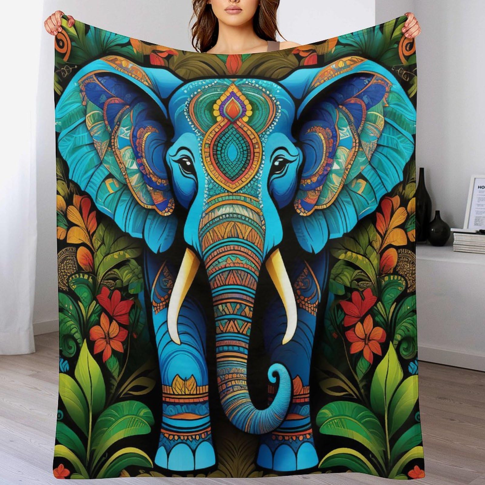 Manta de lana de elefante contra el frío en cama y viajes