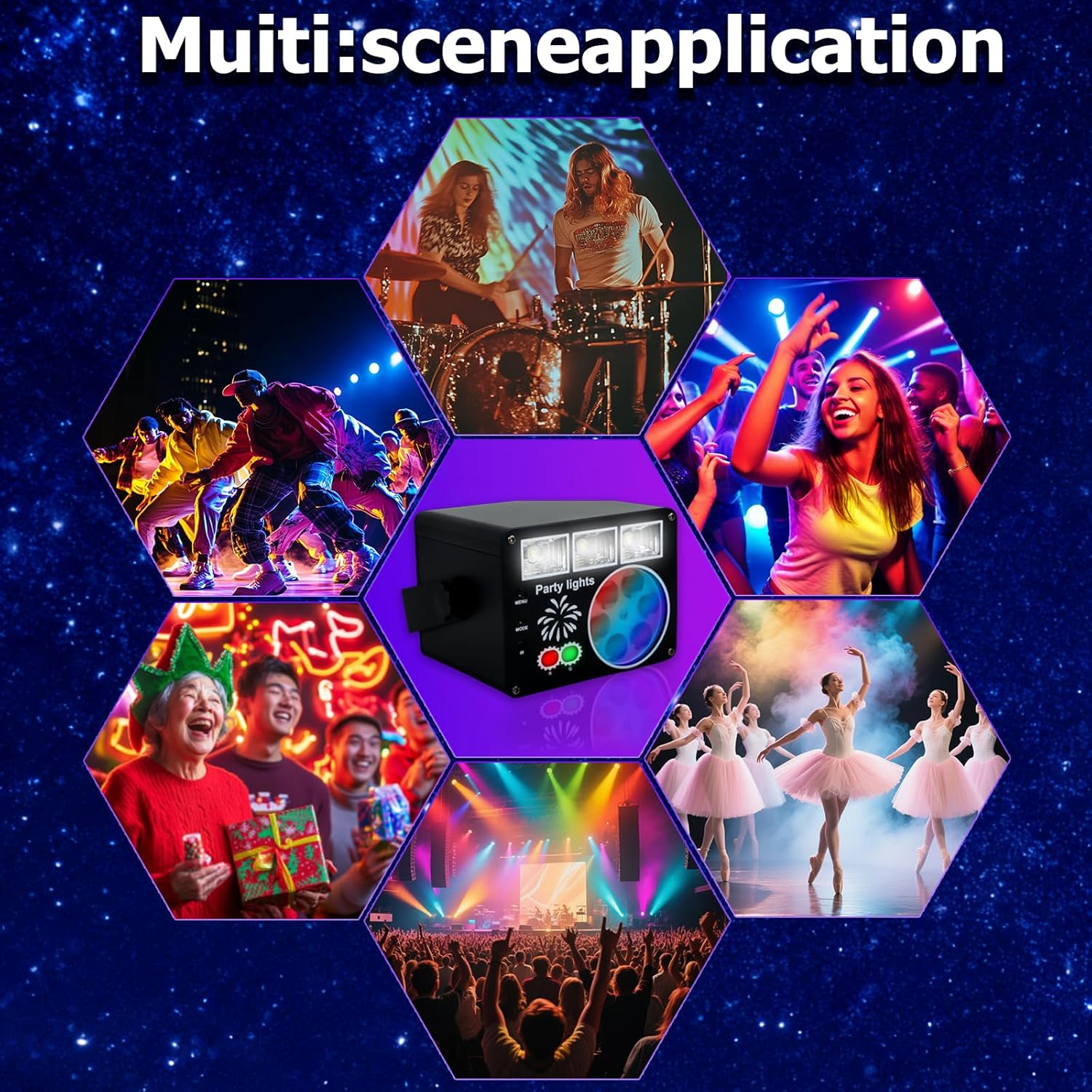 WUZSTAR Festival 3-in-1 Dance Desk Lamp with Remote Control, Strobe Effect and LED Pattern - Voice Controlled Music Sync, DJ Party, Club, Wedding, Disco, Halloween Xmas