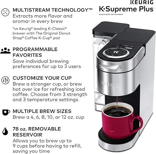 Miniatura 3 de Keurig K-Supreme Plus - Cafetera individual con Lavazza Perfetto, cápsulas de café de tostado oscuro, 32 cápsulas K-Cup K-Cup