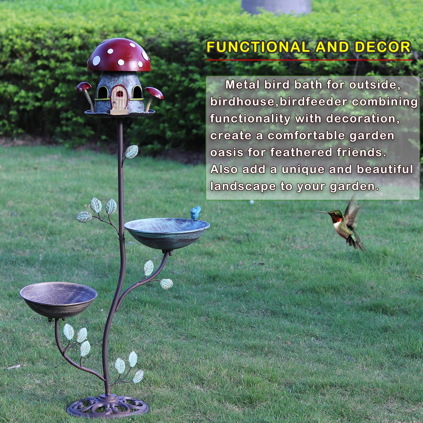 Vogeltränke aus Gusseisen, einzigartige Vogeltränke, Vogelhaus und Vogelfutterstation, Samenschale für den Außenbereich, Garten, Hof, Dekoration