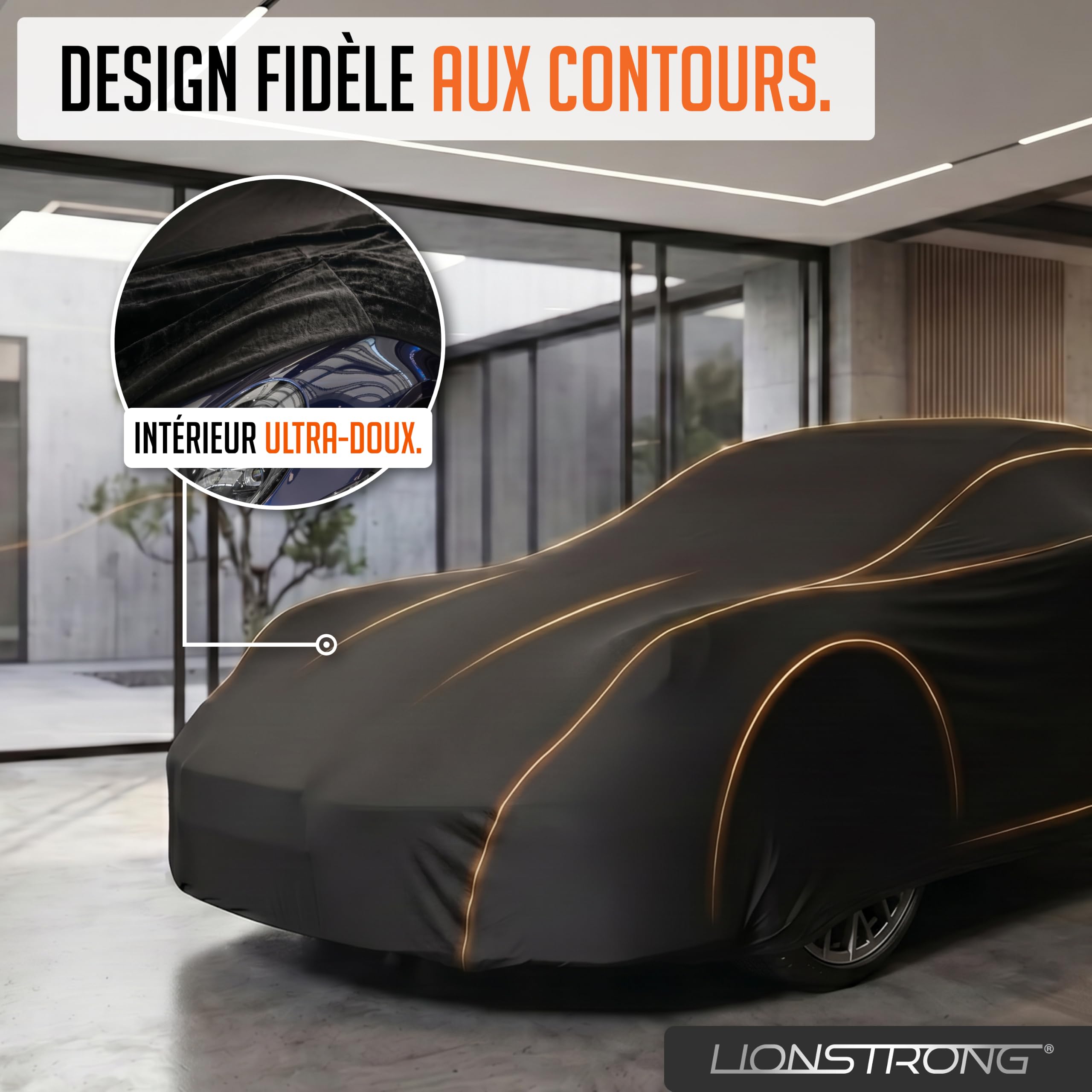 Housse de Voiture pour Usage intérieur – Protection fiable Contre poussière et saleté pour Petites Voitures, berlines et SUV – avec Sac Rangement – Maintien sûr grâce à Un élastique – Design Sportif