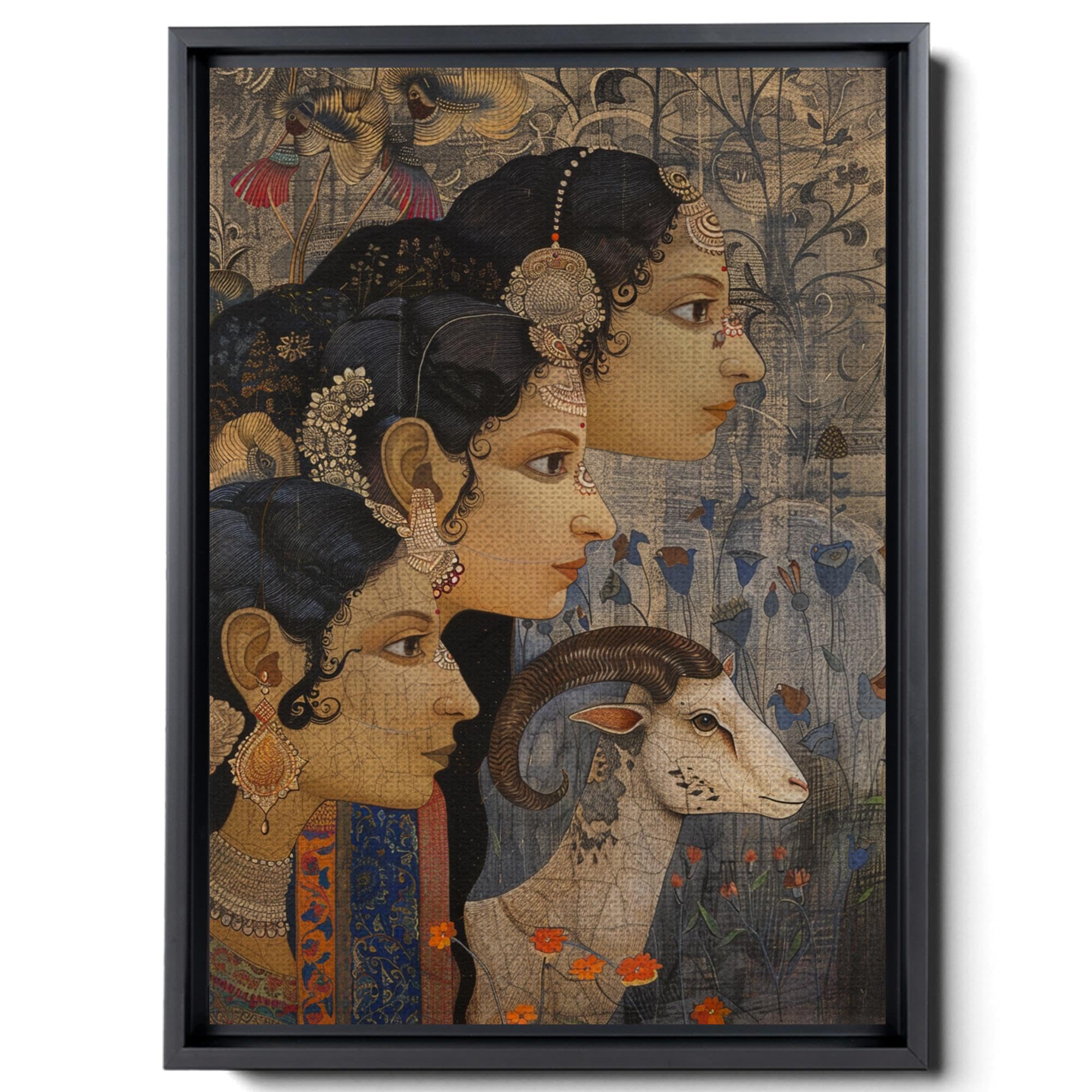 Ram Vivah Madhubani Prints Decor Canvas, Wall