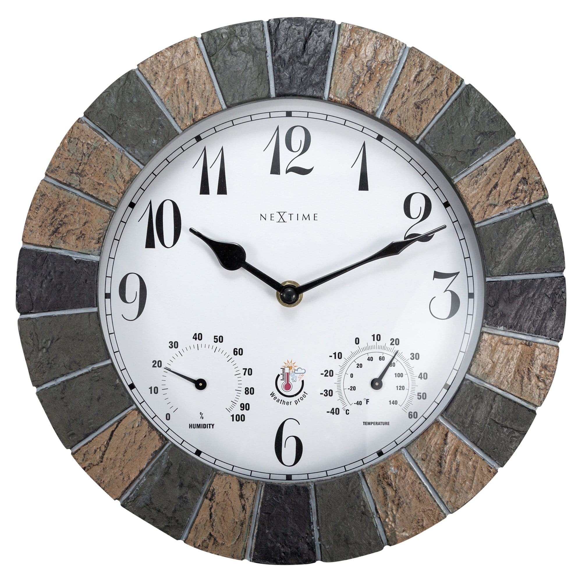 Nextime Green Outside Weather Station Clock - Ø26cm - Polyresin - Aster