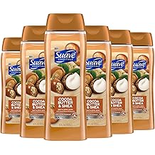 Suave Hidratante Body Wash, Manteiga de Cacau e Karit&eacute; com Extrato de Vitamina E, Sem Parabenos, Sem Phtahaltes, 18 Oz Pack de 6