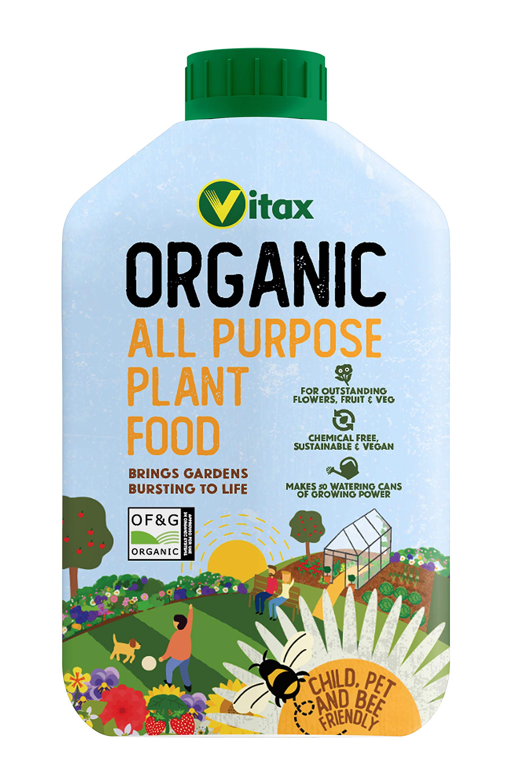 Vitax Organic All Purpose Plant Food - Concentrated organic, plant-based feed for all around the garden. 1 Litre - Makes 200 Litres of feed.