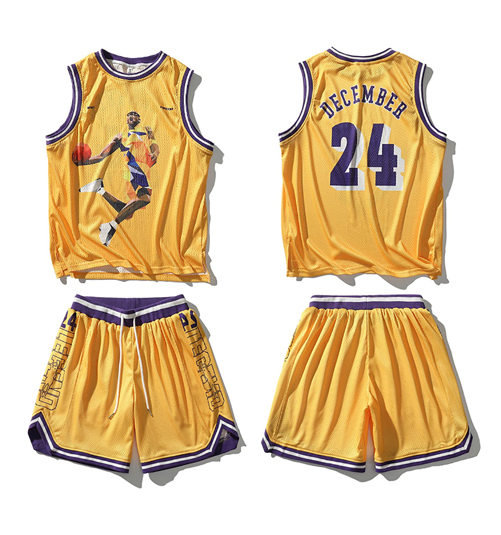 Camisetas de Baloncesto Chaleco y Pantalones Cortos 24# Uniforme Deportivo Informal de Moda para Hombres/Fútbol Callejero Juvenil