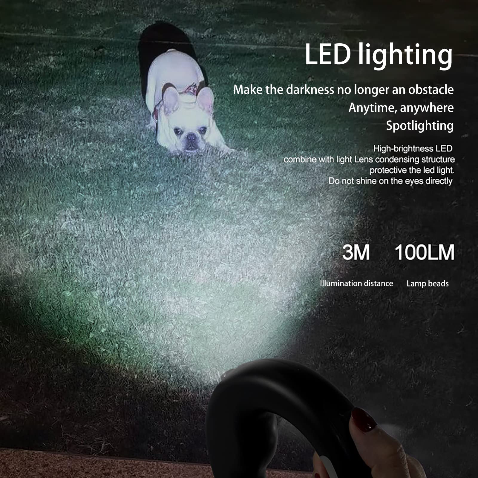 Correa para perros retráctil, correa para perros extensible de 3 m con linterna LED, freno y bloqueo de un botón, correa para perros extensible, rosa, 3 m/9,8 pies