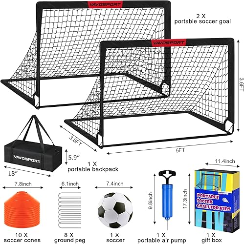 Miniatura 2 de Juego de porterías de fútbol para niños para patio trasero  2 de 4 x 3 pies, equipo de entrenamiento de portería de fútbol portátil, red de fútbol