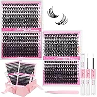 Vista 15 de FADLASH Pegamento de pestañas en racimo negro para extensiones de pestañas DIY, pegamento de pestañas impermeable de secado rápido de 2-3 segundos