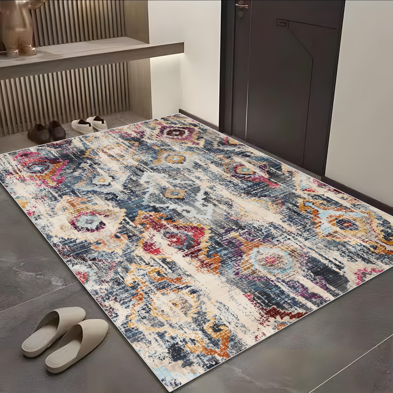 ZUZEKU Tapijtloper voor gang, keuken, antislip, wasbaar, tapijtmatten, modern design, keukenloper, 110 x 180 cm, keukentapijt, per meter, eetkamer, slaapkamer, woonkamer, vuilvangmat