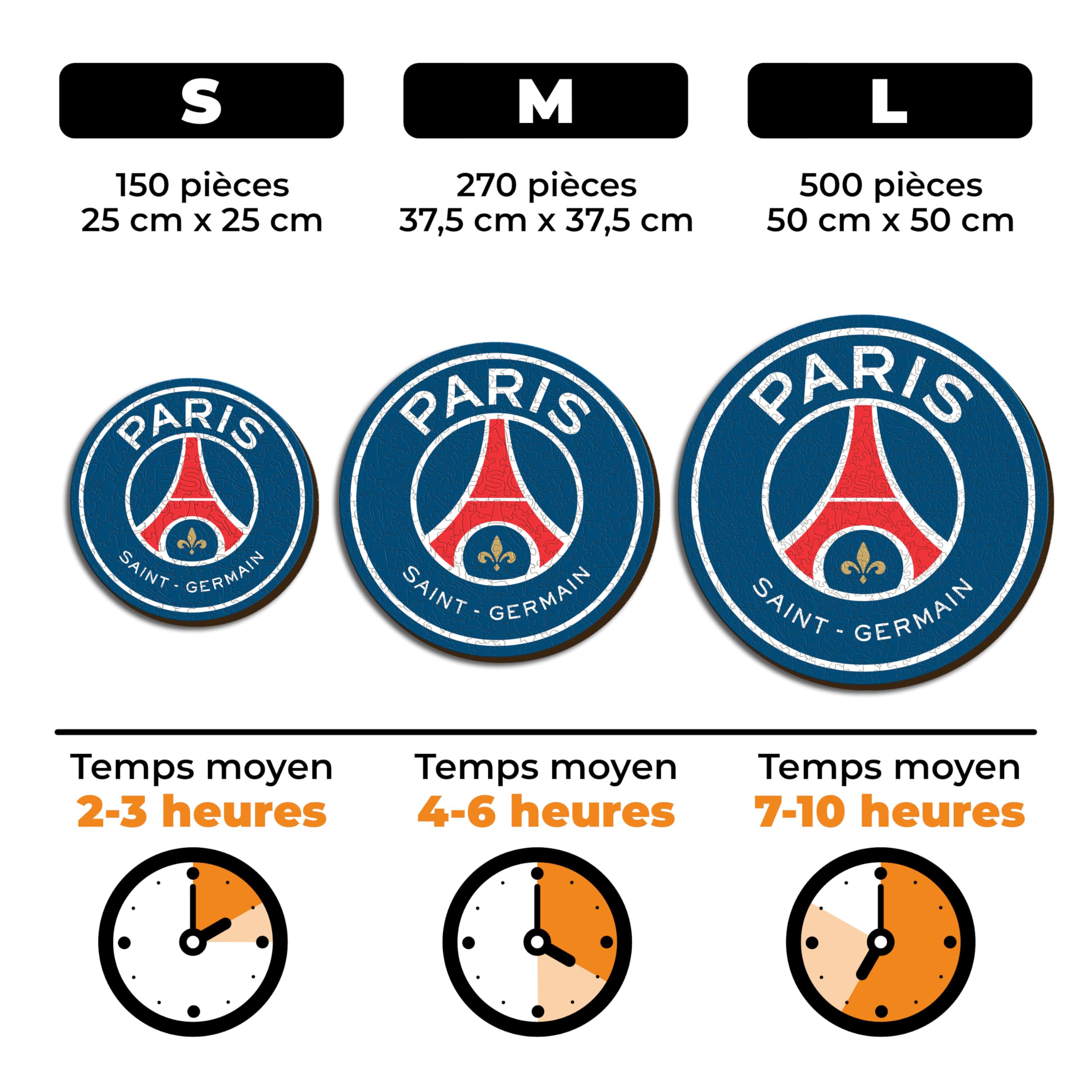 Iconic Puzzles - PSG Logo, puzzle en bois sous licence officielle, 100 % durable, cadeau pour adultes et enfants, taille M, 270 pièces