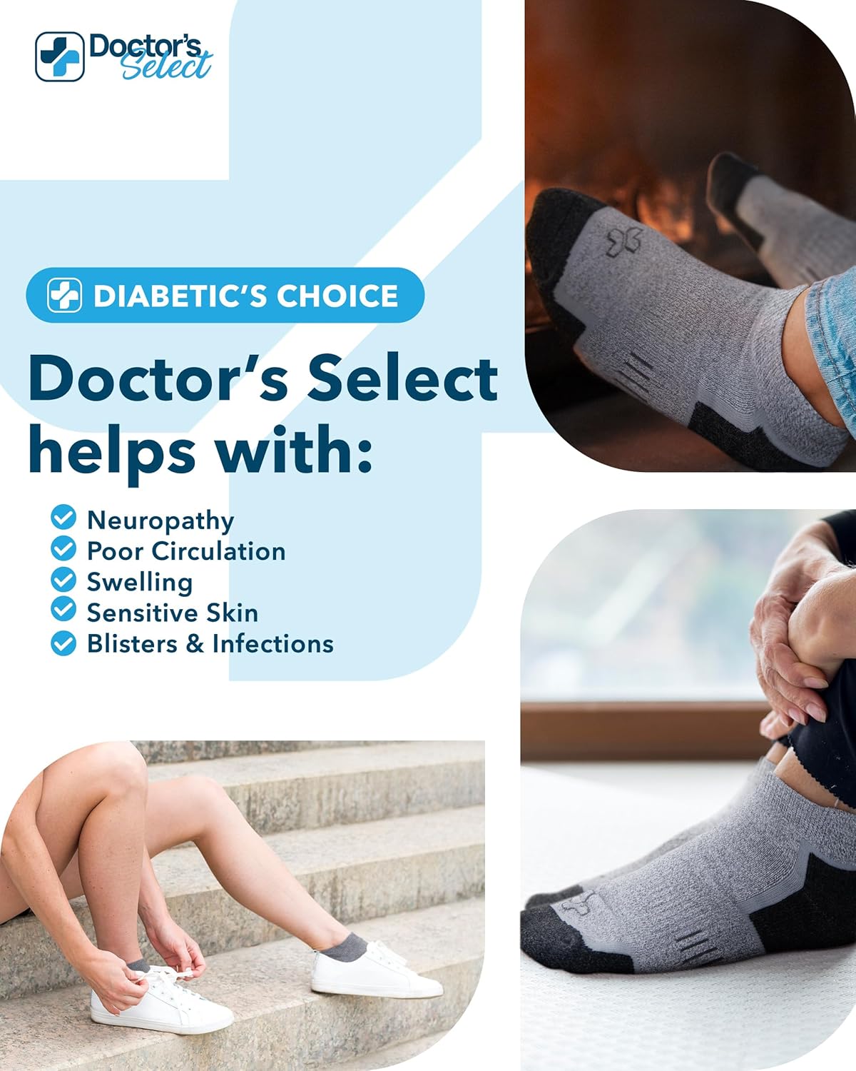 Doctor's Select Bamboo Viscose Diabetic Socks for Women & Men - 6 Pairs, Viscose Bamboo Socks Woman, Low Cut, Non Binding - Image 4