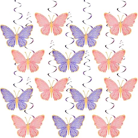 48 Pcs Butterfly Hanging Swirl Decorations