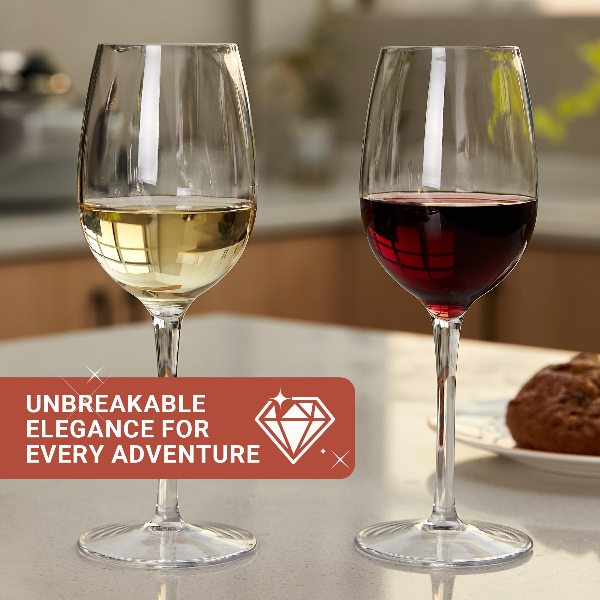 BETTERFUN Tritan Plastic Wine Glasses Set Of 6 – 21.5 Oz Unbreakable Stemware, Dishwasher Safe, Floating For Pool & Party