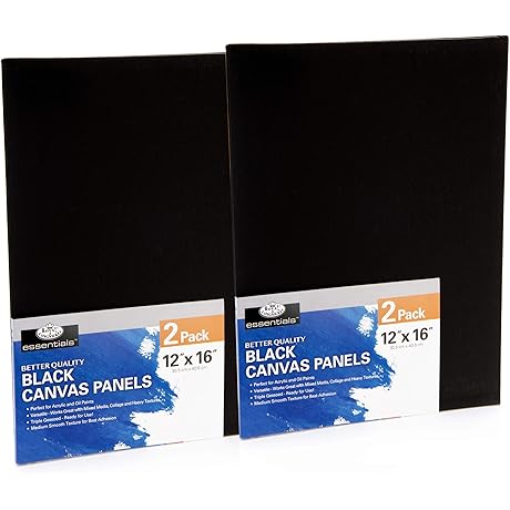 Royal & Langnickel Essentials Black Triple-Gessoed Canvas Panels (12x16) - 4-Pack