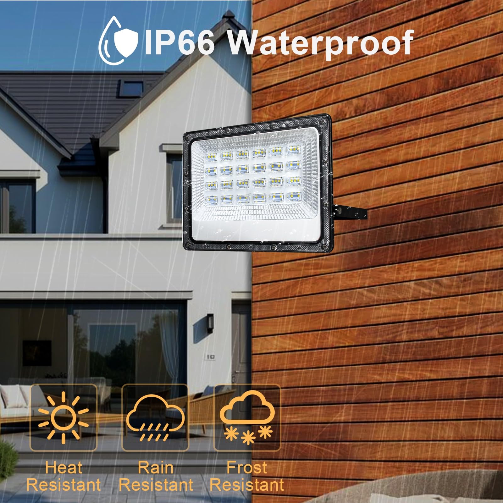 CREATESTAR Faretto Led da Esterno 50W 2 Pezzi, 5000LM Faretti Led Esterni 6500K luce bianca fredda, IP66 Impermeabile Faro Led Esterno per magazzino, garage, giardino, parcheggio, campo sportivo