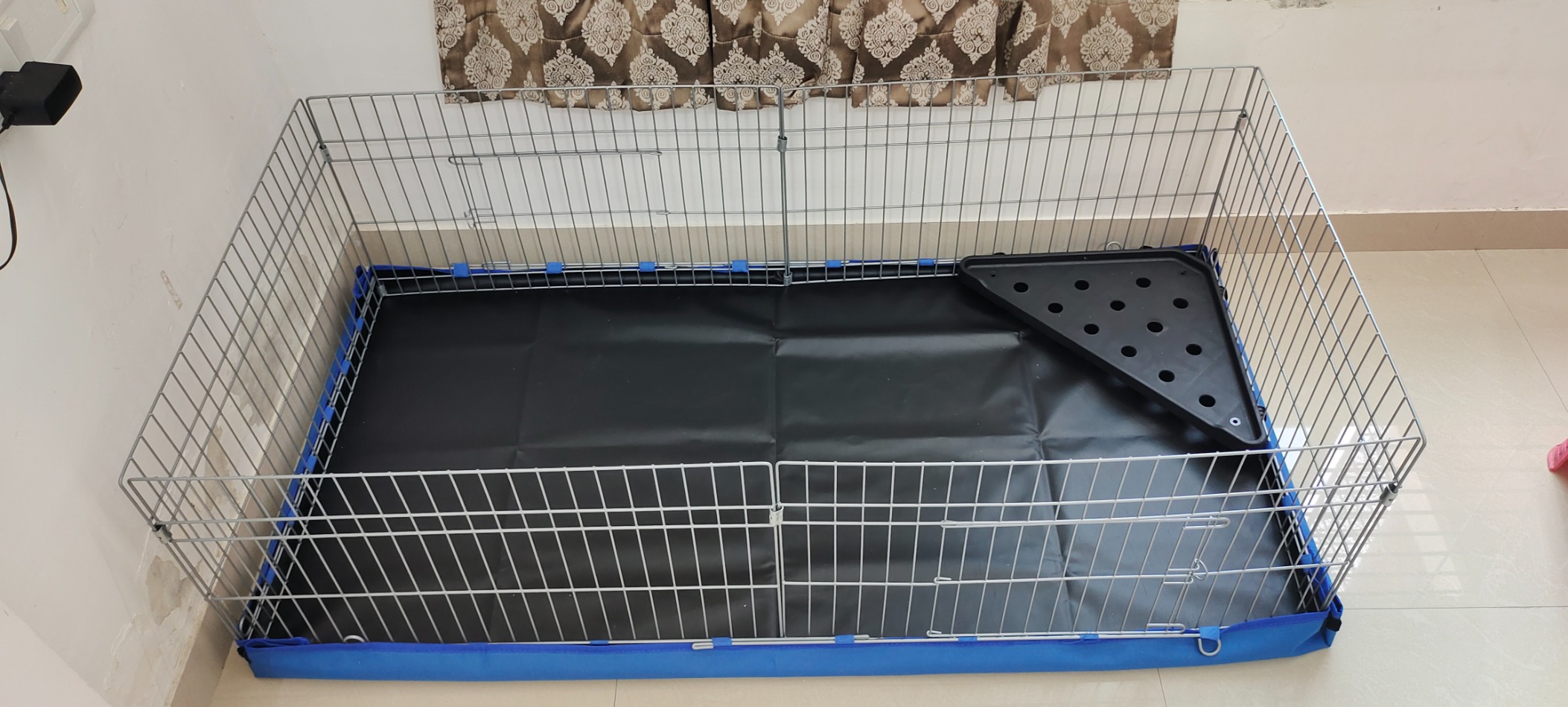 AmazonBasics Canvas Bottom Habitat Pet Cage 47 x 14 x 24 Inches, Blue