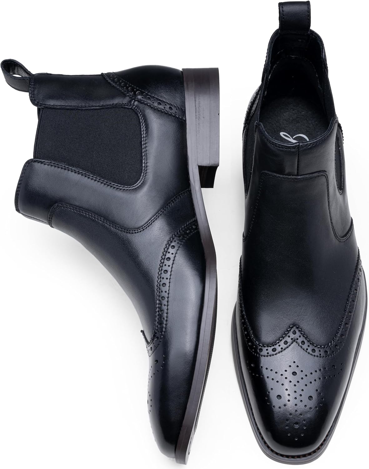 Jousen Men's Chelsea Boots Polished Premium Leather Ankle Dress Boots Classic Retro Slip On Boots for Men - Image 7