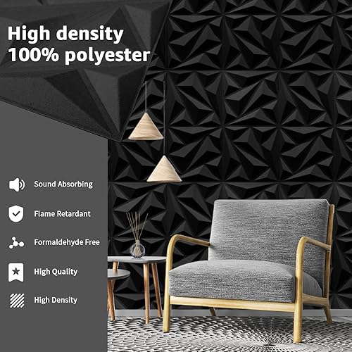 Miniatura 3 de Art3dwallpanels Paquete de 20 paneles acústicos de pared insonorizados de espuma acústica amortiguadores de sonido, absorción de sonido 3D, 12 x 12