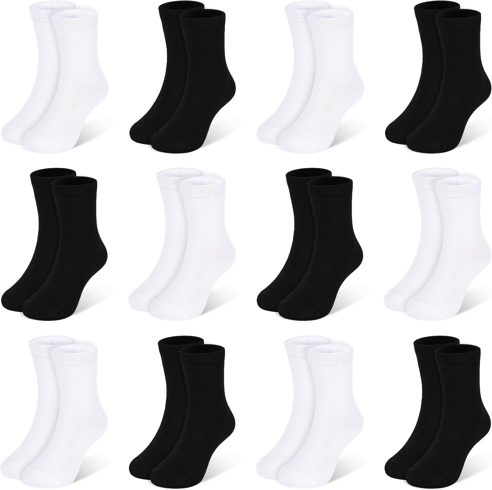 Kids Socks 12 Pairs Crew Socks for Toddler Boys Girls 1-14 Years