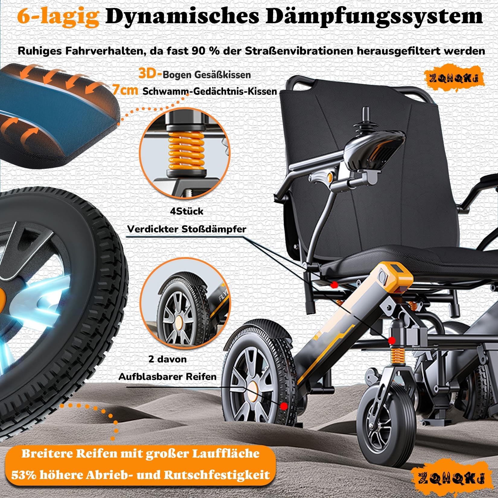 Elektryczny wózek inwalidzki, składany, lekki, zasięg 20 ~ 30 km, podwójna bateria, silnik 500 W, aluminiowa rama, szerokość poręczy 52 cm, do 150 kg, dopuszczony do ruchu lotniczego dla