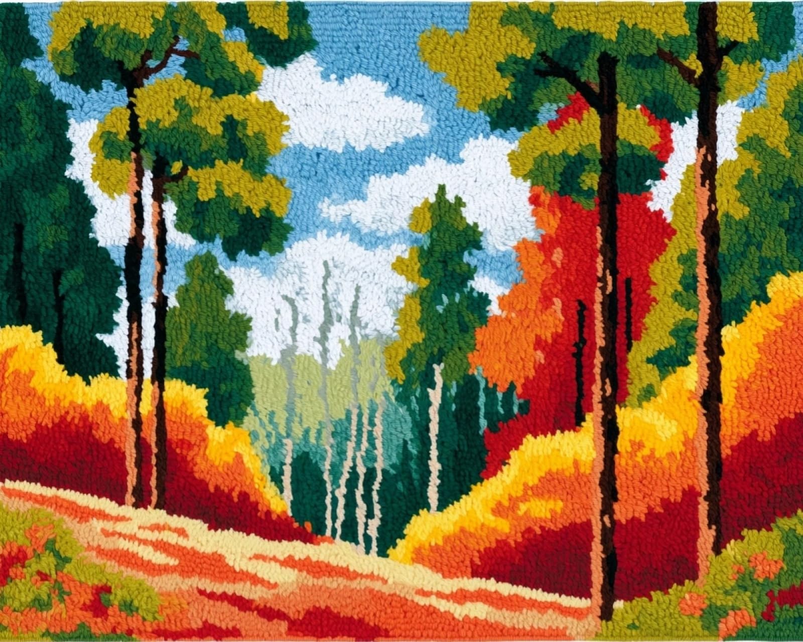 Wallphantom Latch Hook Rug Kit for Adults,Natural Forest Landscape