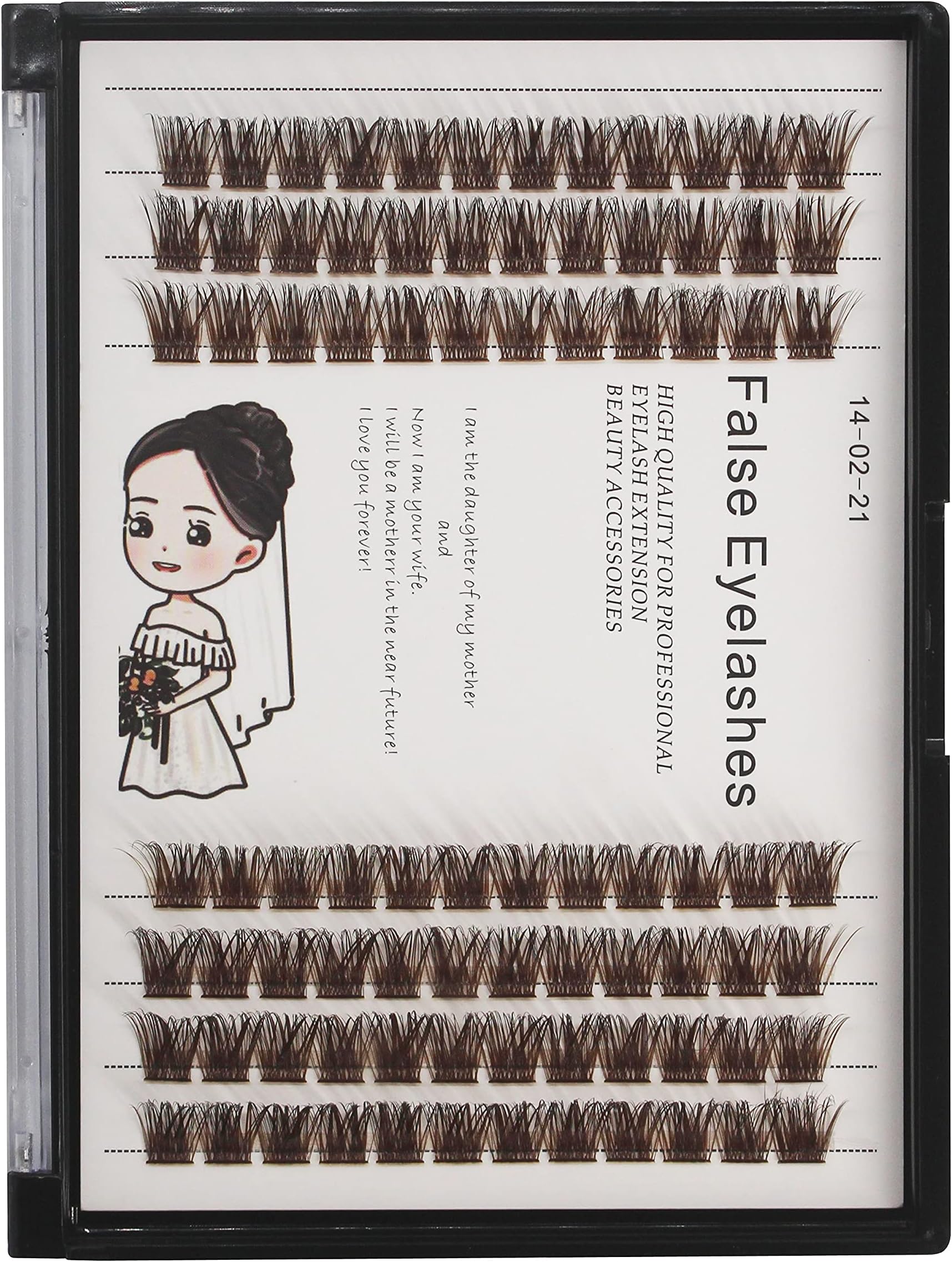 Bodermincer84 Clusters/box Brown Cluster Wide Cluster Eyelashes Thick Individual Eyelash Extension Eyelashes Bunches DIY Home Eyelash Extension Professional Makeup False Eyelashes (14MM)