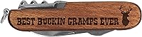 Vista 1 de Cuchillo Gramps Best Buckin' Gramps Ever Grabado con láser Madera Oscura 6 funciones Cuchillo de bolsillo Multiherramienta
