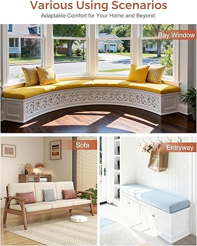 Miniatura 4 de Cojín de banco personalizado, cojines de banco para muebles de interior, cojines de ventana de bahía, cojín antideslizante para asiento de ventana