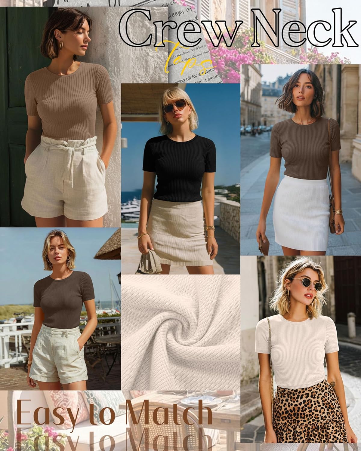 Neer 4 Pack Women's Short Sleeve T-Shirts Cotton Slim Fitted Ribbed Tops Crew Neck Summer Casual Shirt Basic Tight Tees 2026 - Image 5