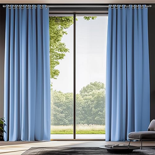 Cortinas opacas azules para sala de estar de 84 pulgadas de largo, 2 paneles para cocina, dormitorio, cortinas aisladas para ventana, cortinas de 55