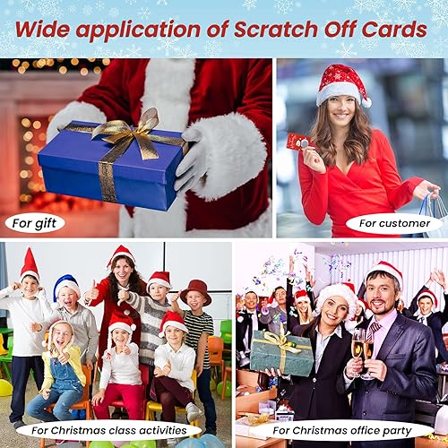 Miniatura 6 de Outus 50 tarjetas adhesivas de Navidad para rascar, juegos de fiesta de Hawái, vales festivos para rifas, sorteos de negocios, sorteos de premios