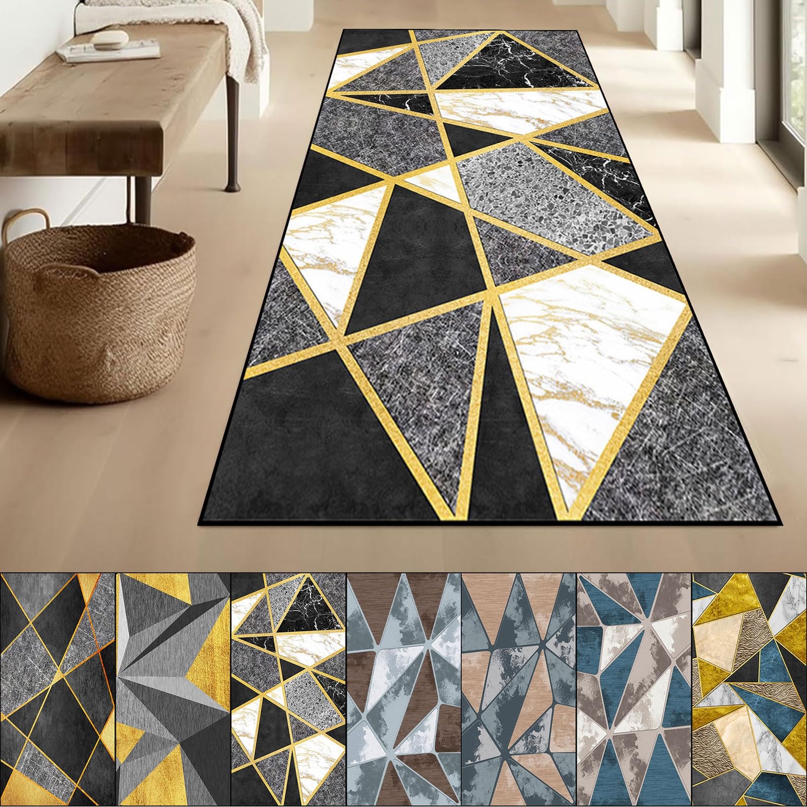 Tapis Cuisine 70 x 200 cm Lavable Antiderapant Tapis de Porte D'Entrée, Moderne Motif Abstrait Vintage, Facile à Nettoyer pour Cuisine, Couloir, Passage, E