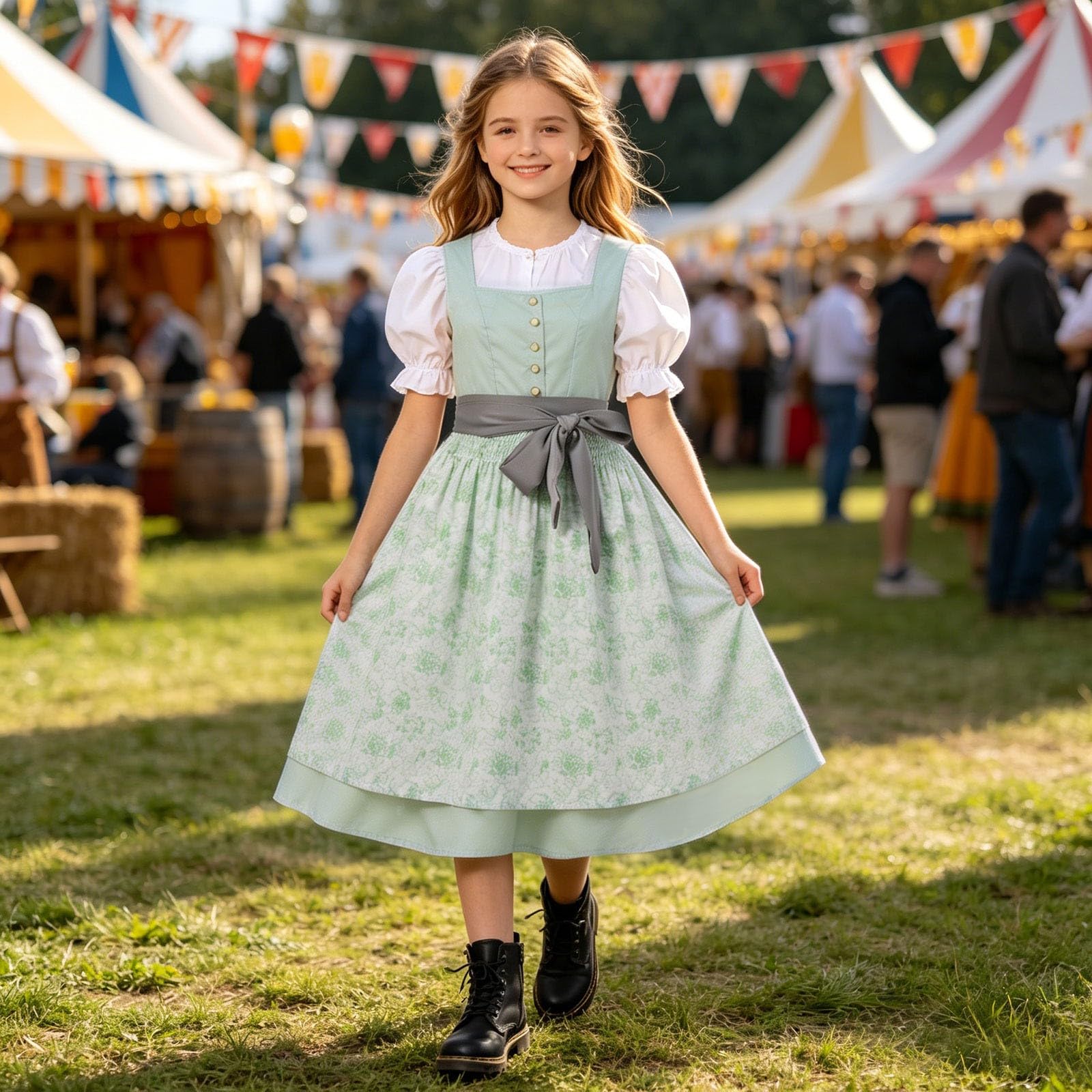 Dirndl Mädchen Set Trachtenkleid mit Schürze 2tlg Kinderdirndl Gr.98-164