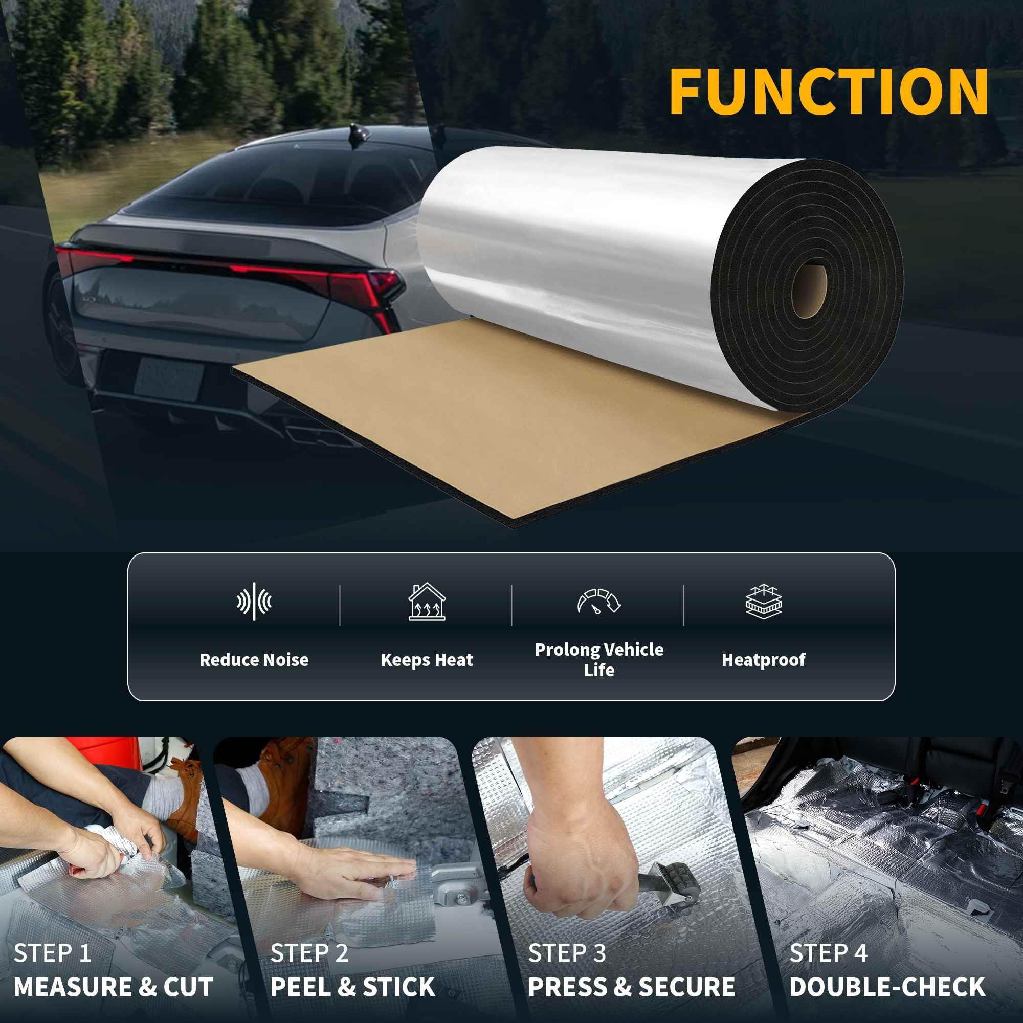 A ABSOPRO Tappetino Insonorizzante Auto In Alluminio, Materiale Autoadesivo Per Scudo Termico, Per Cofano Motore Di Barca, Tono Argento Schiuma chiusa 1pcs 20mm*200cm*50cm