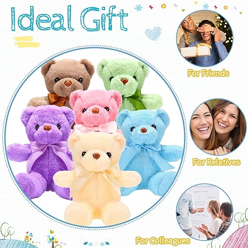 Miniatura 20 de HyDren 12 piezas de osos de peluche de 12 pulgadas a granel suaves a granel con lazo de cinta para cumpleaños, baby shower, graduación, boda, fiesta