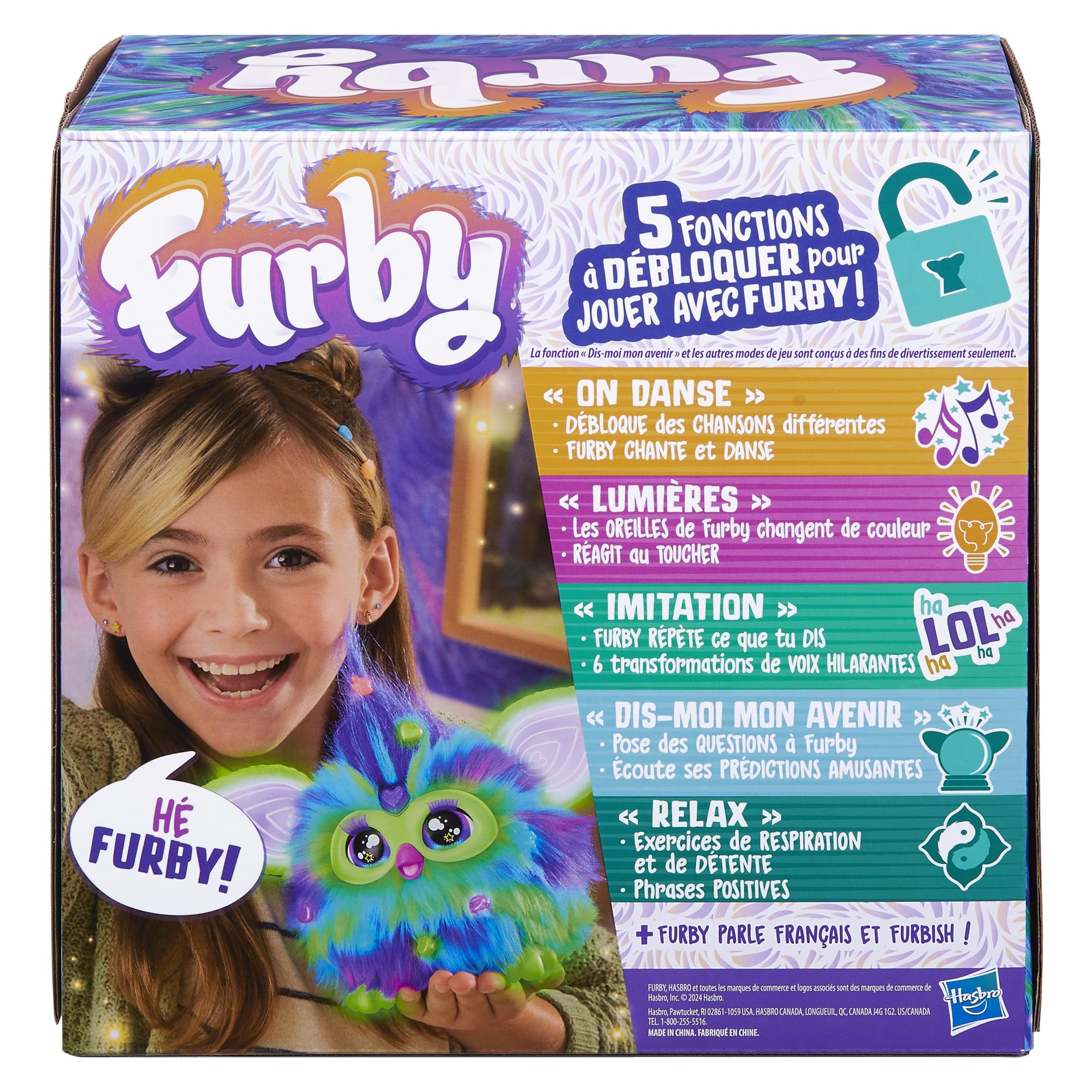 Furby Galaxie, peluche interattivo brilla al buio - Versione francese